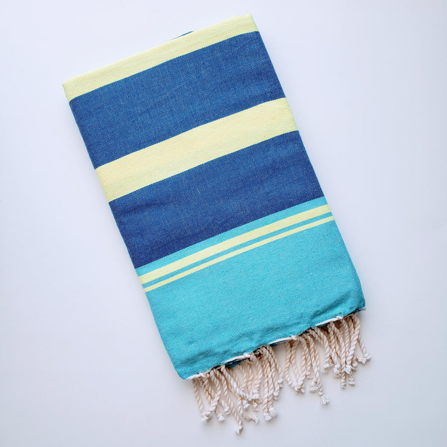 Luxurious colorful Turkish towel with stripe pattern