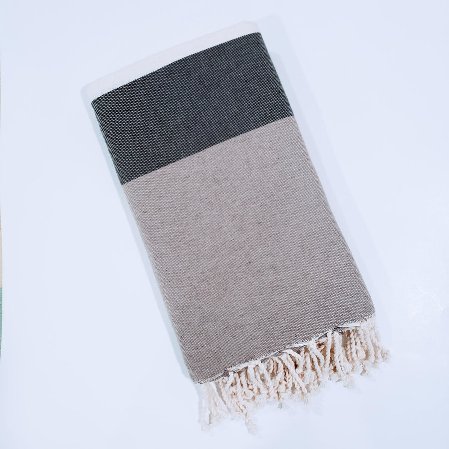 Soft and absorbent chic Turkish bath towel with fringe detail