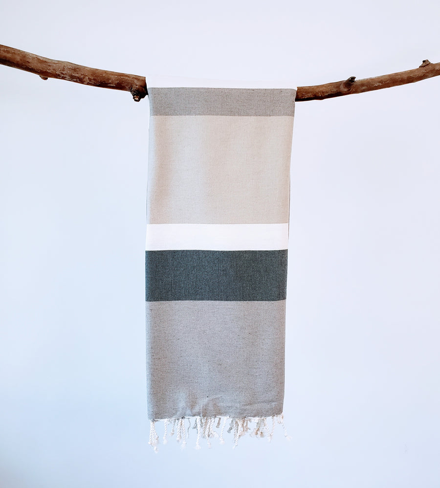 Soft and absorbent chic Turkish bath towel with fringe detail