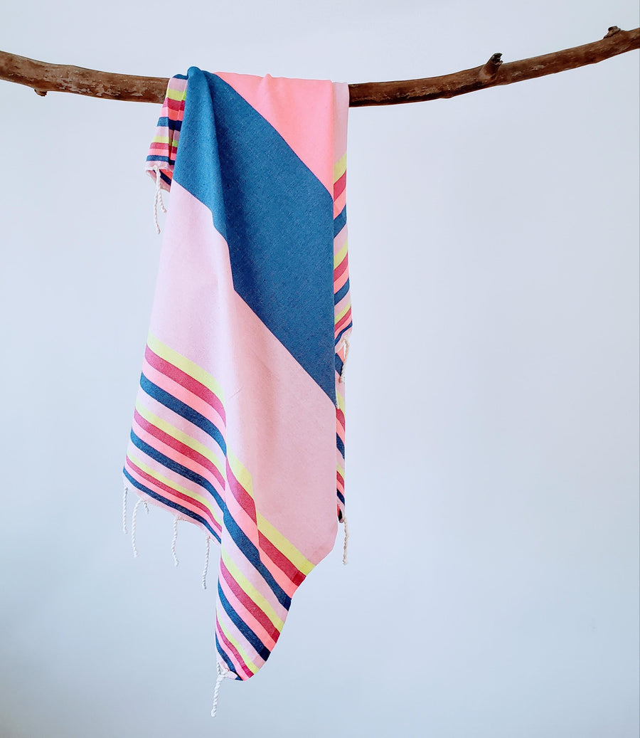 Luxurious colorful Turkish towel with stripe pattern