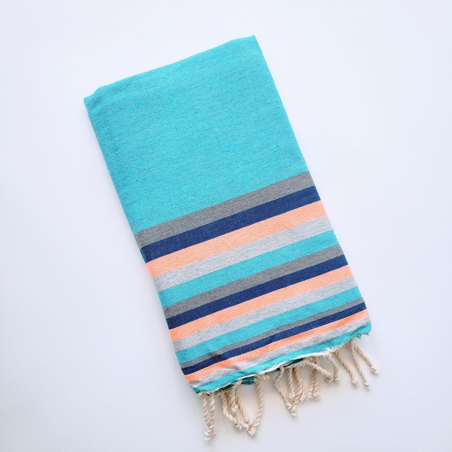 Luxurious colorful Turkish towel with stripe pattern