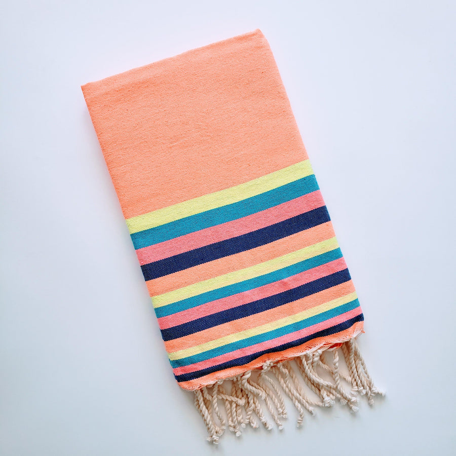 Luxurious colorful Turkish towel with stripe pattern