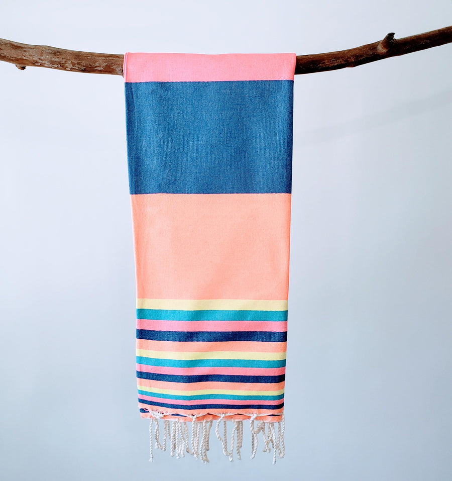 Luxurious colorful Turkish towel with stripe pattern