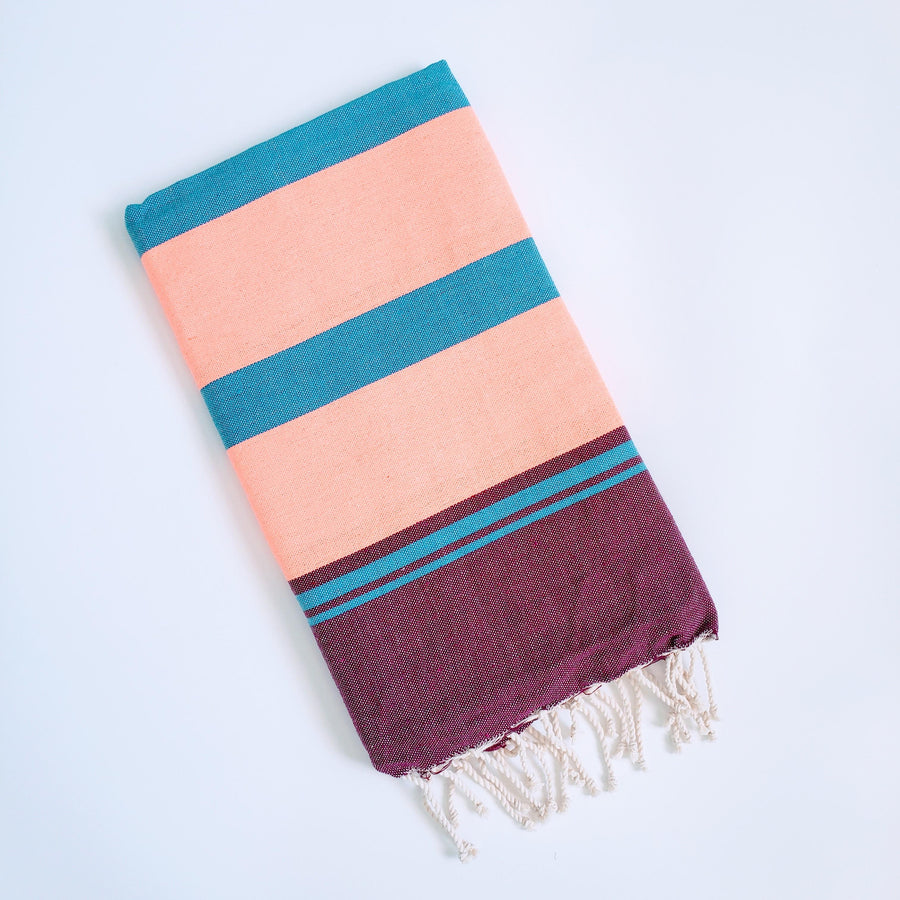 Luxurious colorful Turkish towel with stripe pattern