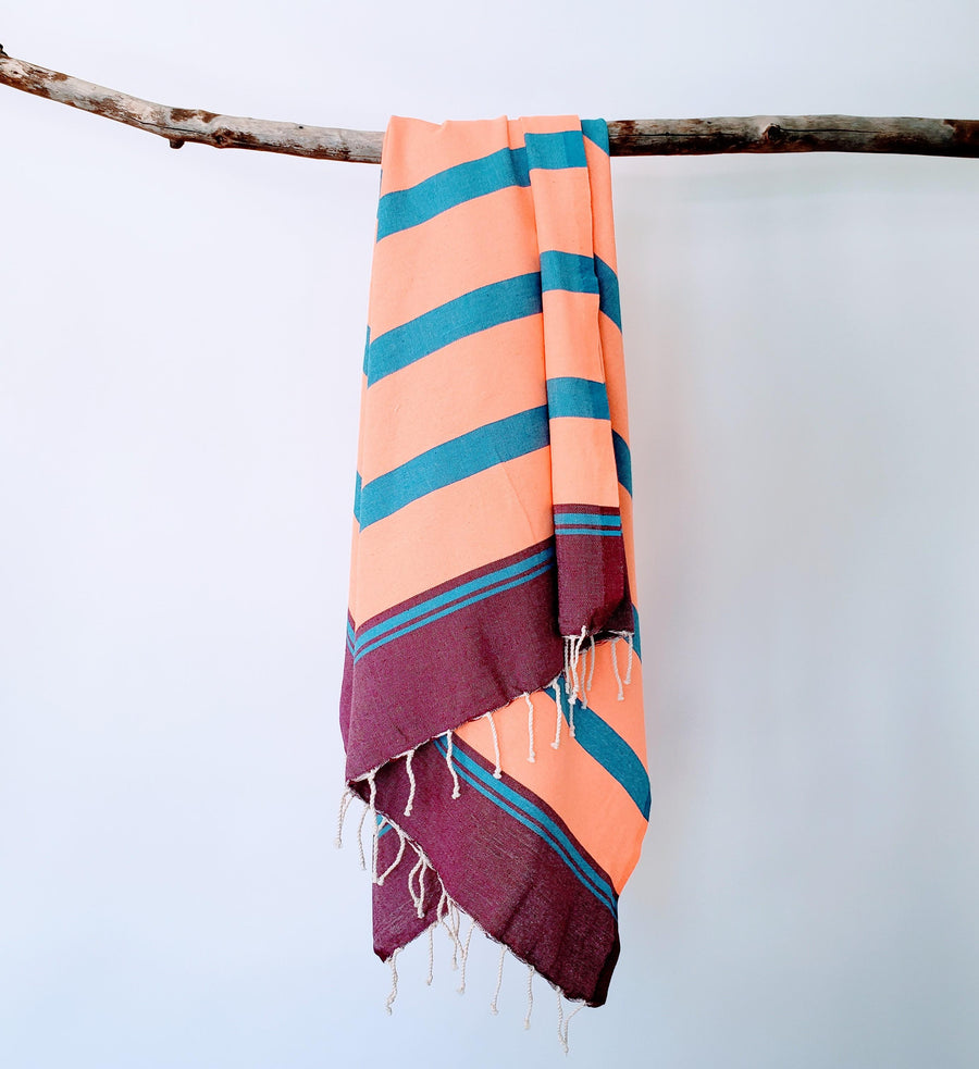 Luxurious colorful Turkish towel with stripe pattern