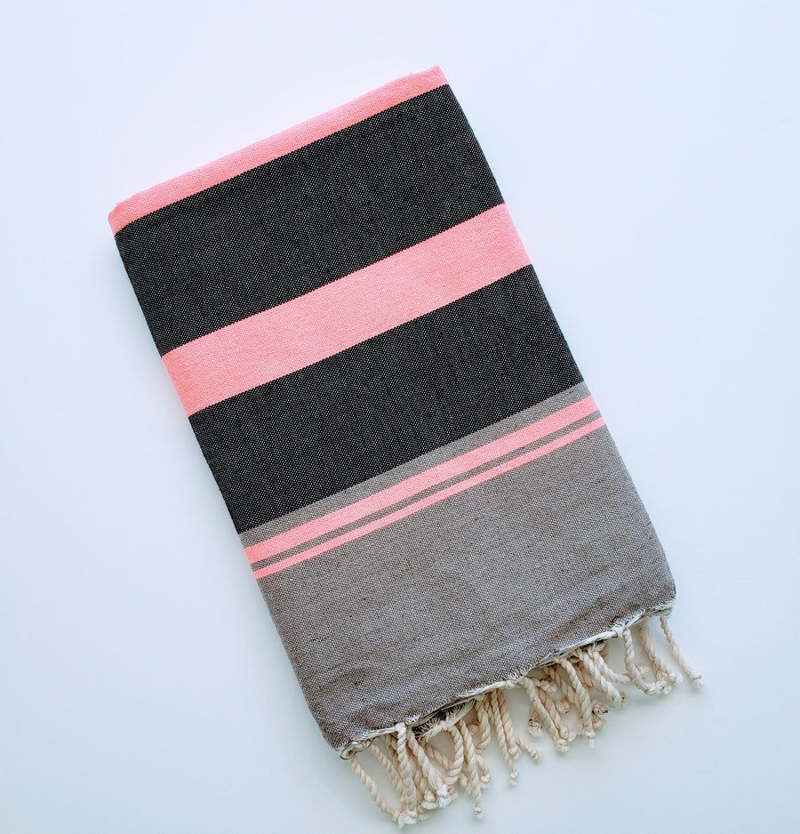 Soft and absorbent chic Turkish bath towel with fringe detail