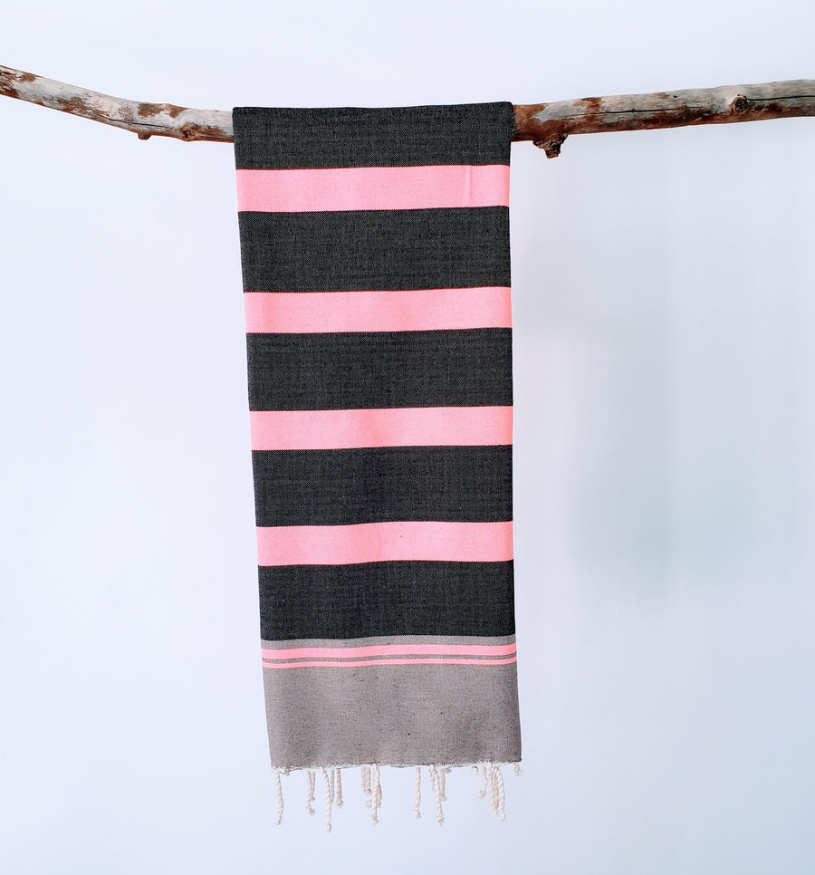 Soft and absorbent chic Turkish bath towel with fringe detail