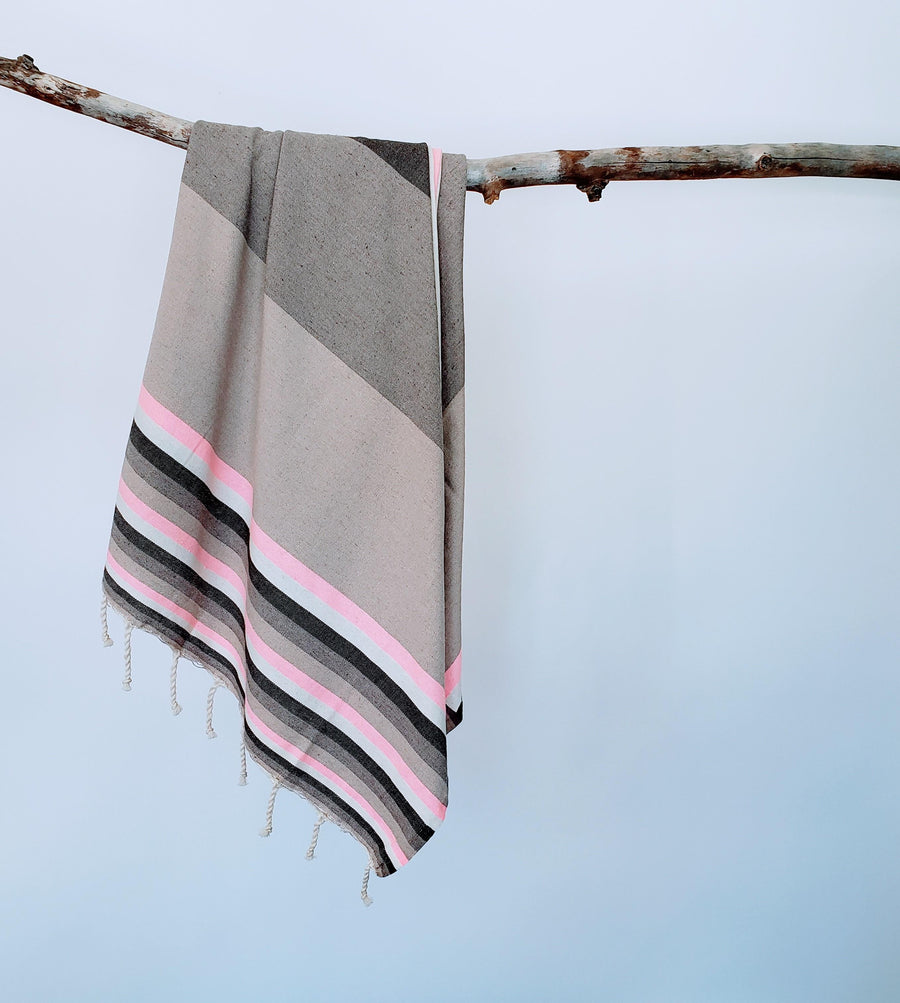 Soft and absorbent chic Turkish bath towel with fringe detail