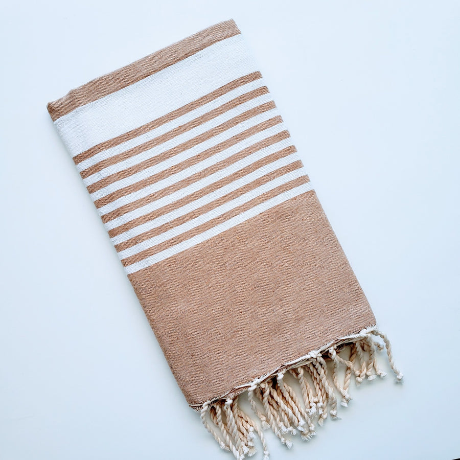 Luxurious colorful Turkish towel with stripe pattern