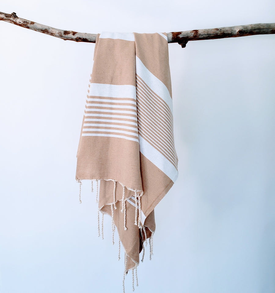 Luxurious colorful Turkish towel with stripe pattern